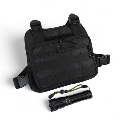 Нагрудная тактическая сумка мужская, сумка через плечо черная разгрузка