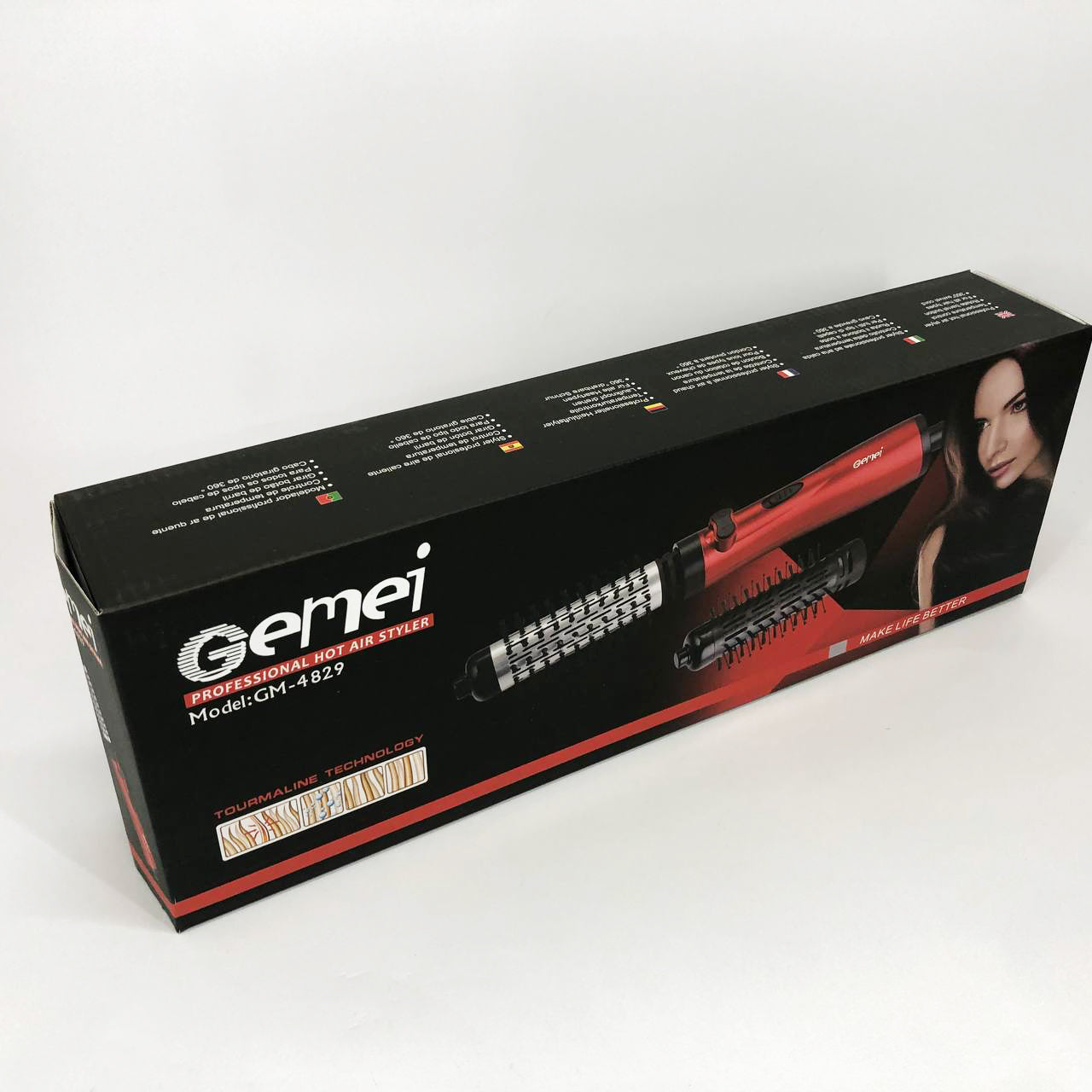 Фен щетка для сушки волос вращающейся Gemei GM-4829, Стайлер для укладки, браш воздушный, плойка расческа