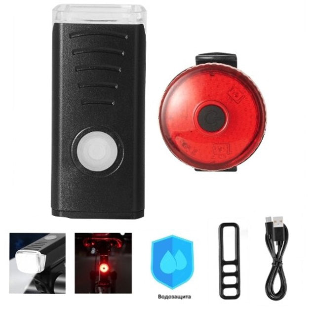 Велофонарь аккумуляторный BSK-1133-XPG и STOP-3SMD(red), Велосипедный фонарь с защитой от влаги