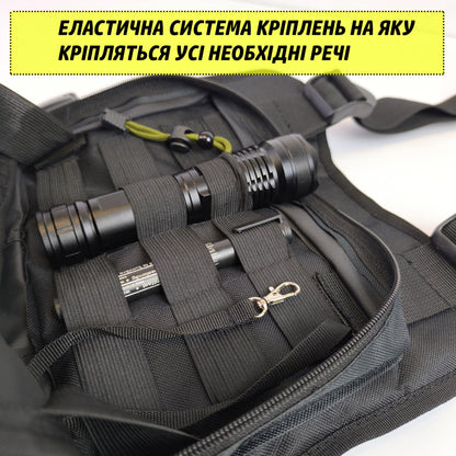 Нагрудная тактическая сумка мужская, сумка через плечо черная разгрузка