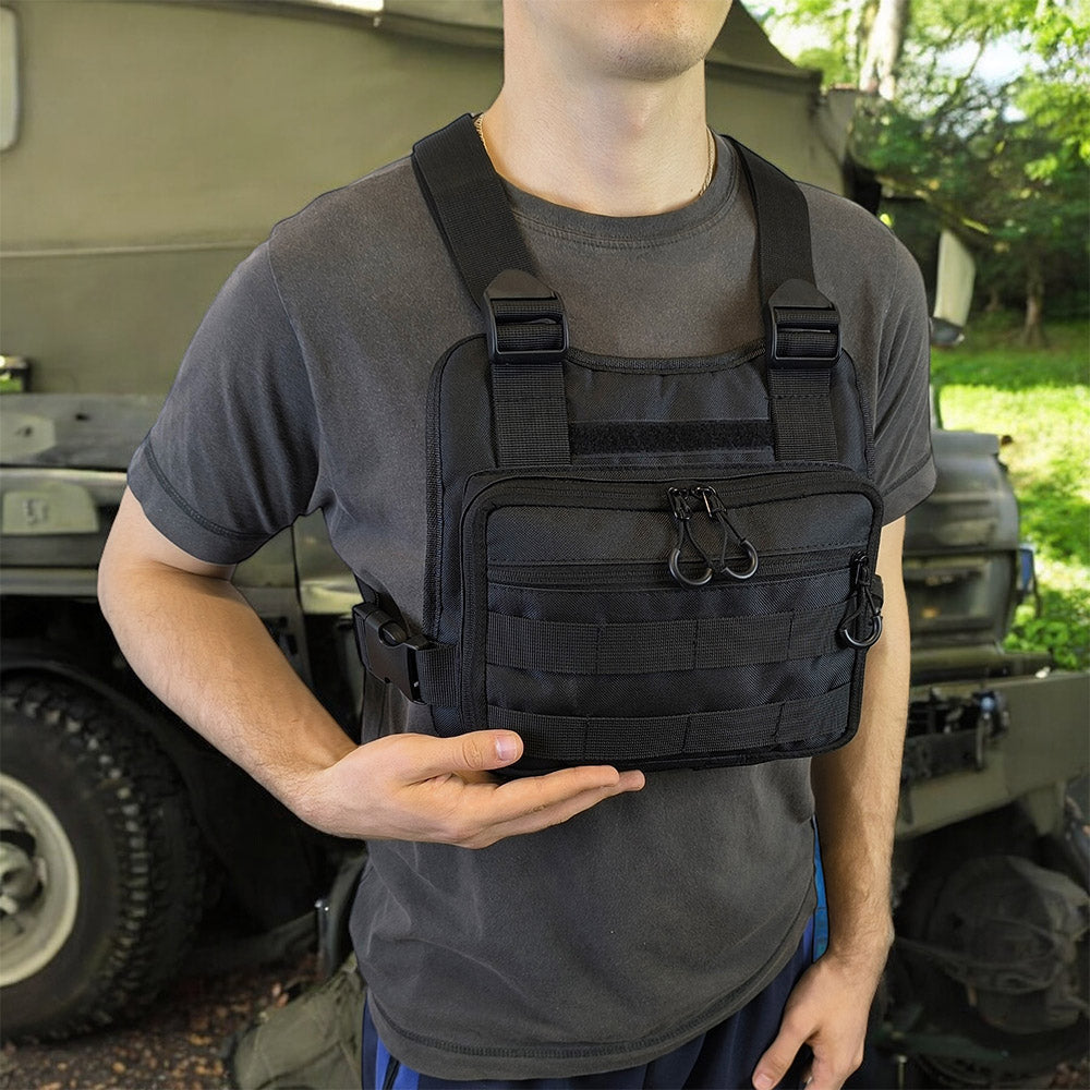 Нагрудная тактическая сумка мужская, сумка через плечо черная разгрузка