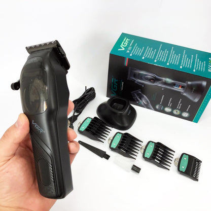 Машинка для стрижки волос VGR V-269 (профессиональная) с дисплеем и 4 насадками, окантовочная машинка