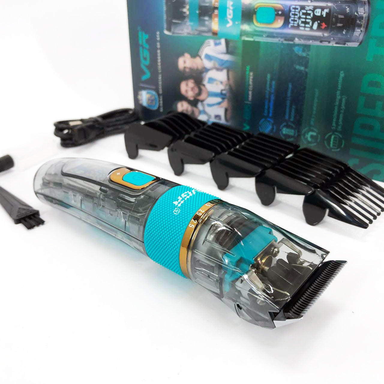 Машинка для стрижки волос и бороды VGR V-695 с LED дисплеем IPX7 влагозащита, Окантовочная машинка