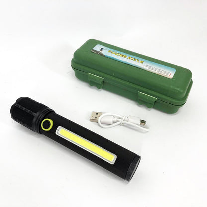 Карманный фонарик Police TD-C82/C72-P50+COB оснащен светодиодами, функцией зума, встроенным аккумулятором