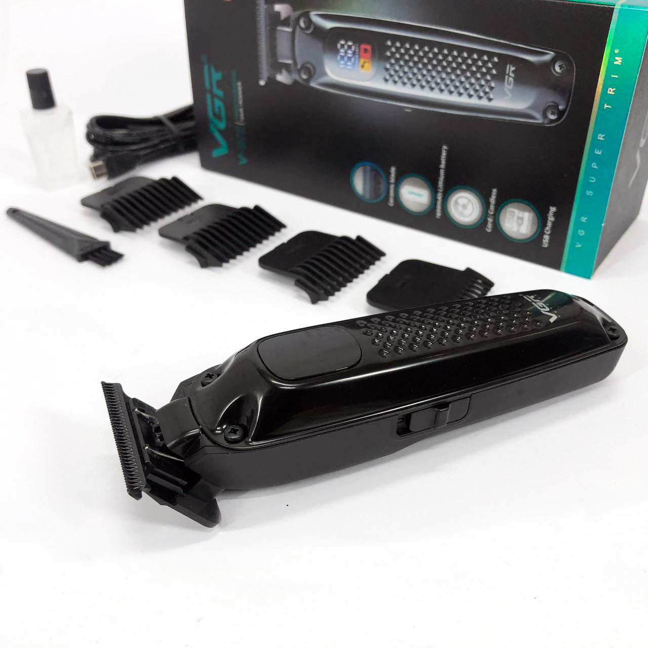 Машинка для стрижки волос триммер VGR V-972 профессиональная с насадками аккумуляторная USB