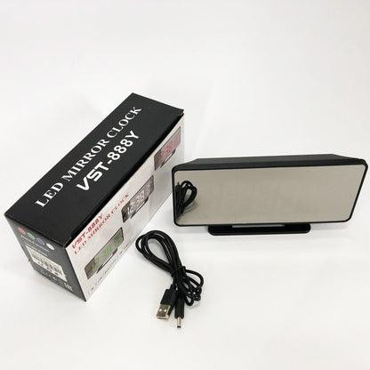 Часы настольные зеркальные VST-888Y-5 USB с синим циферблатом, Настольные часы с подсветкой