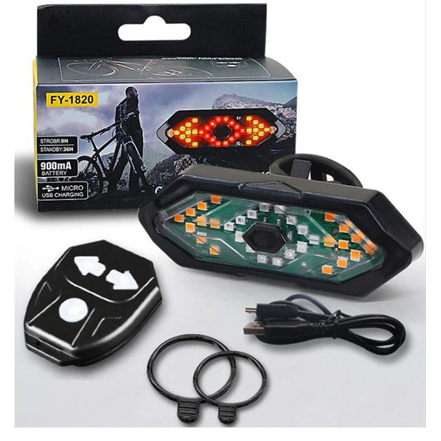 Фонарь велосипедный задний с указанием поворотов FY-1820 (red+yellow), Стоп-сигнал на раму велосипеда