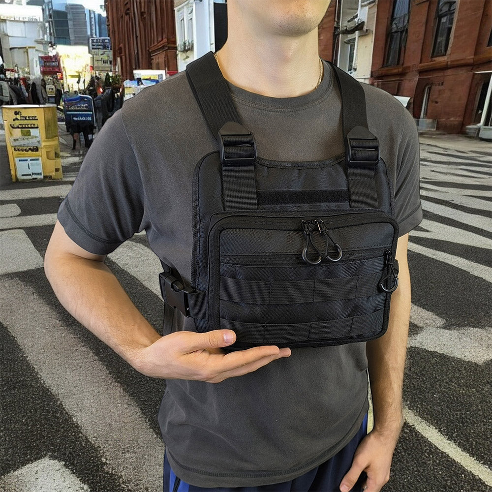 Нагрудная тактическая сумка мужская, сумка через плечо черная разгрузка