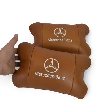 Комплект 2шт для подголовника Mercedes-Benz изготовлен из натуральной коричневой кожи. Комфорт в авто