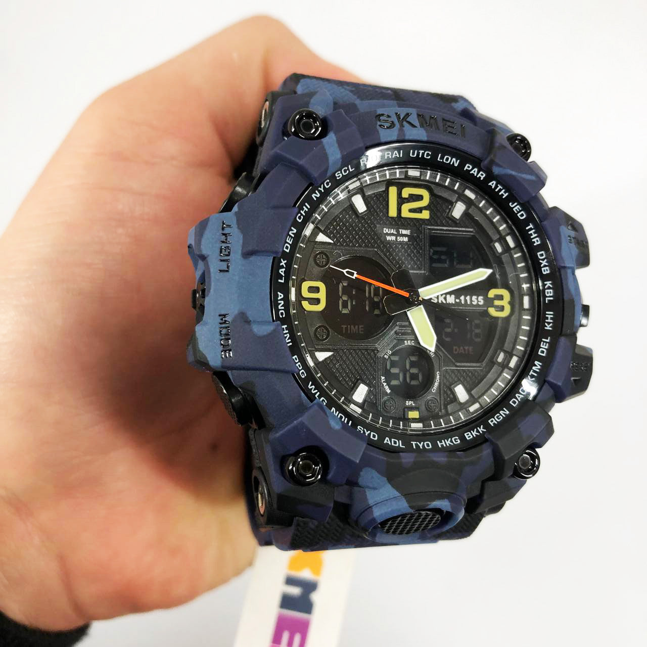 Часы наручные мужские SKMEI 1155BCMBU, армейские часы противоударные, мужские тактические часы
