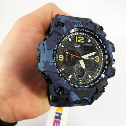 Часы наручные мужские SKMEI 1155BCMBU, армейские часы противоударные, мужские тактические часы