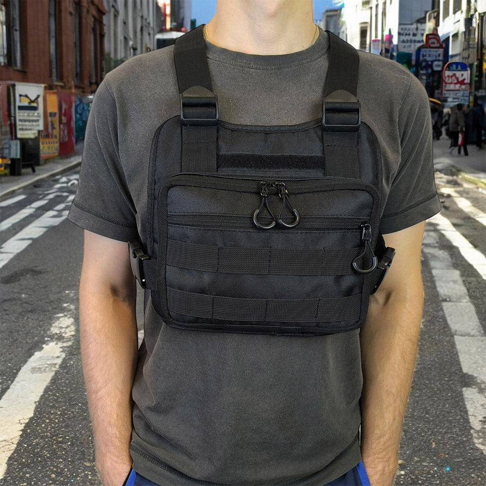 Нагрудная тактическая сумка мужская, сумка через плечо черная разгрузка