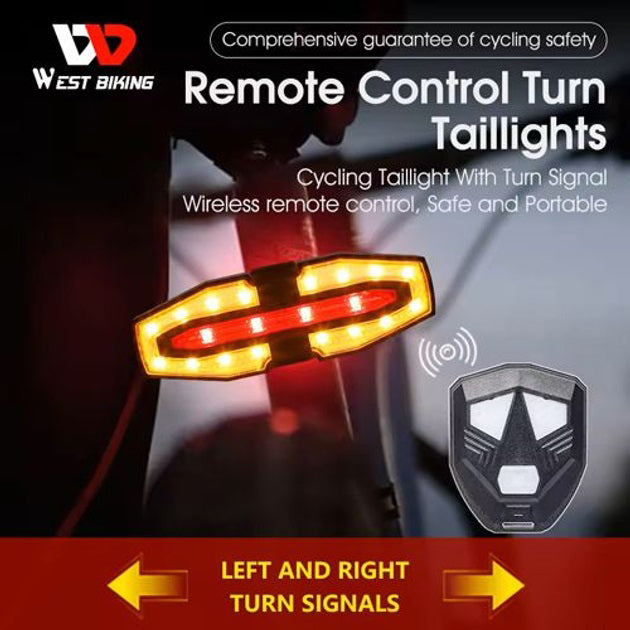 Задний габаритный велофонарь с поворотами LY-5510, дистанционный пульт перезаряжаемый велосипедный фонарь