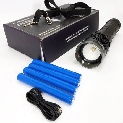 Фонарь ручной модели Police AK138-1 WHITE LASER LED PM60-TG 8х18650, USB-зарядка, Power Bank, зум