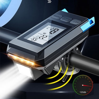 Велофара с компьютером и сигналом MT-088-T6, 450Lum, 18650 (2200mAh), кнопка, Освещение для велосипеда