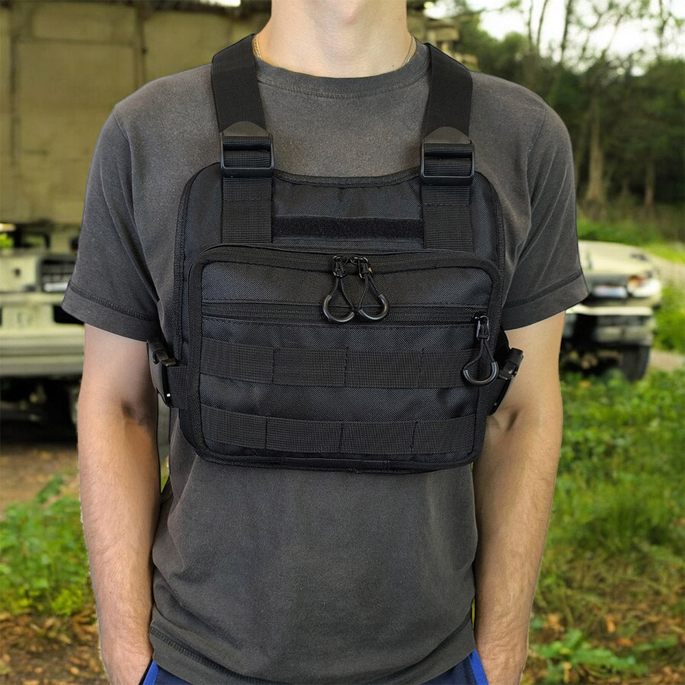 Нагрудная тактическая сумка мужская, сумка через плечо черная разгрузка