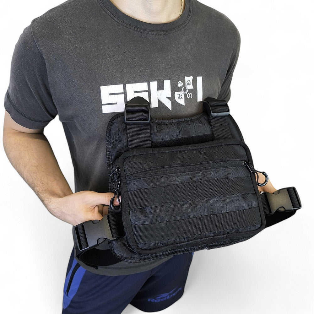 Нагрудная тактическая сумка мужская, сумка через плечо черная разгрузка