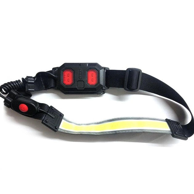 Фонарик налобный мягкий аккумуляторный XQ-T1C USB с красными задними огнями, фонарь на голову для рыбалки