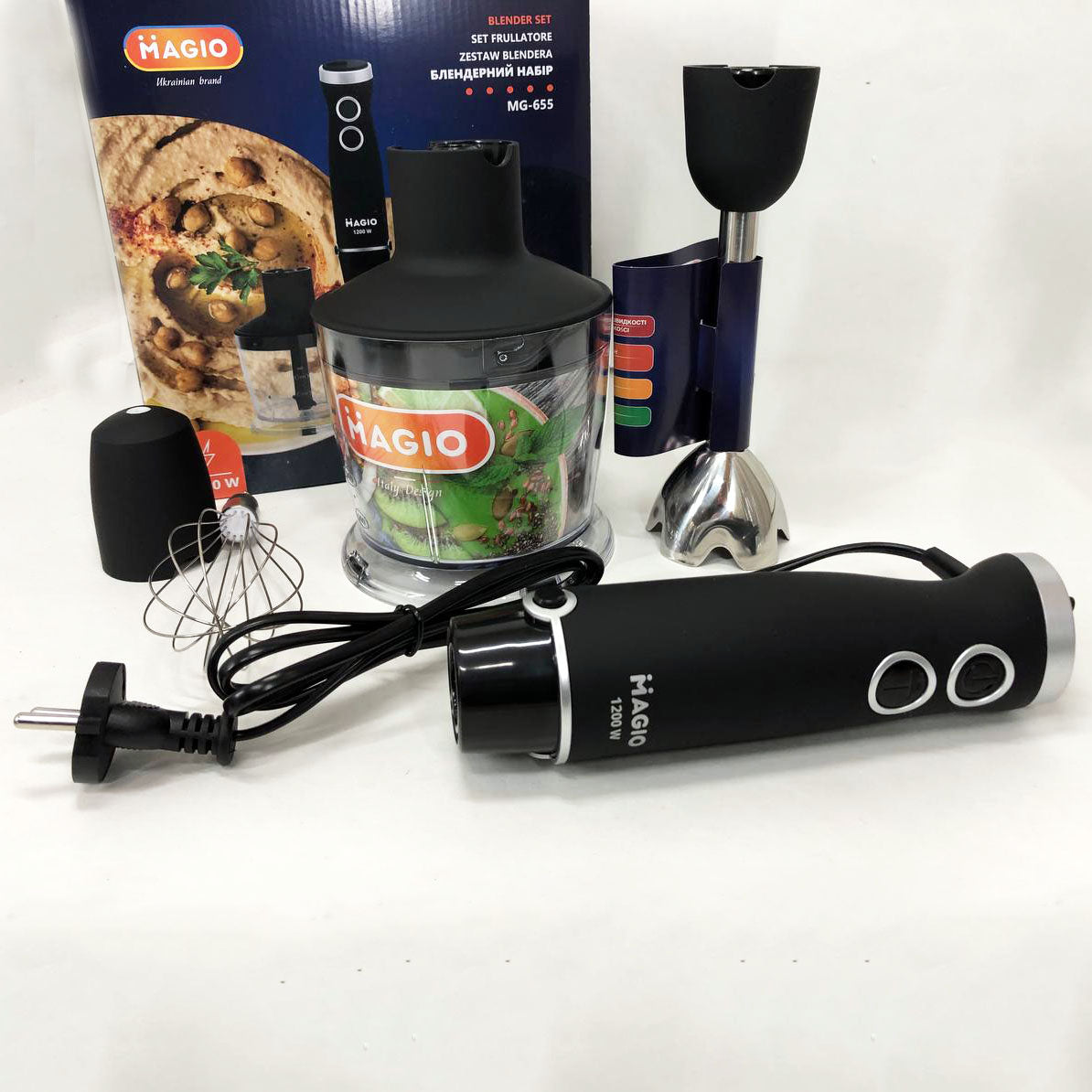 Блендер MAGIO MG-655, портативный блендер для смузи, ручной погружной блендер, электрический блендер