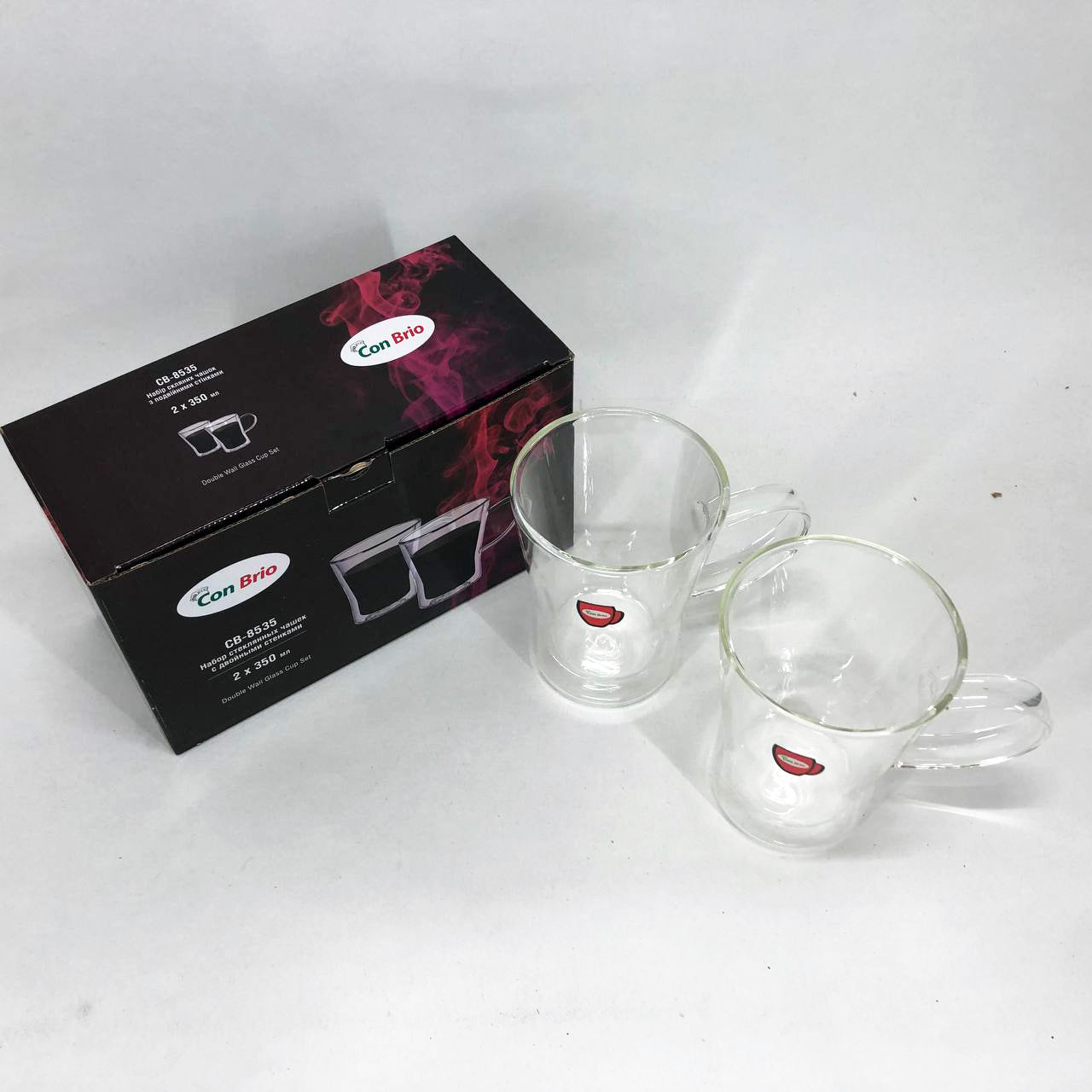 Набор кружек с двойным дном Con Brio CB-8535-2 350 мл 2 шт, чайные чашки с двойным дном
