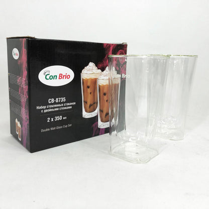 Набір склянок із подвійним дном Con Brio CB-8735-2 350 мл 2 шт, прозорі чашки з подвійними стінками
