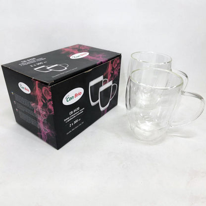 Набор кружек с двойным дном Con Brio CB-8430-2 300 мл 2 шт, стаканы с двойным дном набор, чашки для кофе