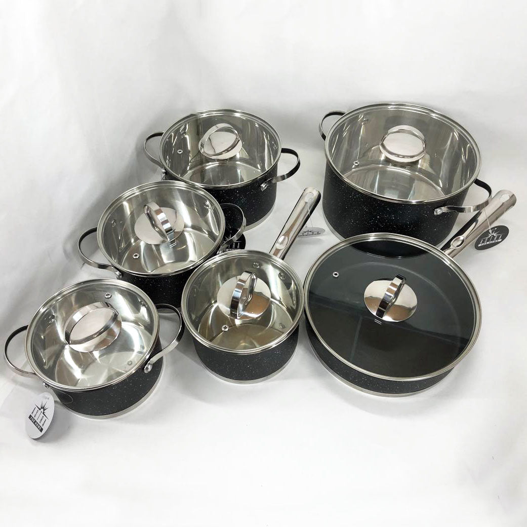 Набор посуды 12 предметов ASTRA A-2512, набор посуды для электрических плит, сборный набор кастрюль