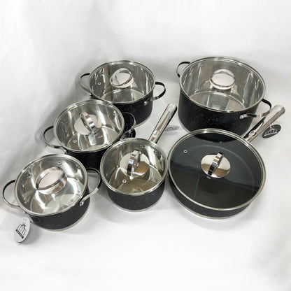 Набор посуды 12 предметов ASTRA A-2512, набор посуды для электрических плит, сборный набор кастрюль