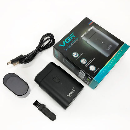 Мужская аккумуляторная мини электробритва VGR V-341 с двумя головками для бритья бороды и усов шейвер