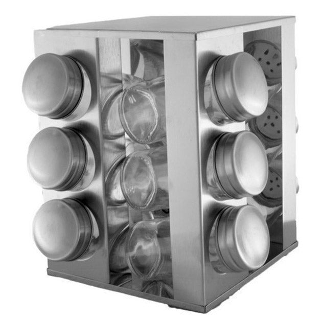 Набор емкостей для специй на подставке UNIQUE 12 в 1 Квадрат Органайзер для приправ, Стойка для специй