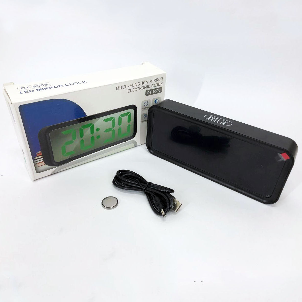 Часы настольные DT-6508 с будильником и USB зарядкой с зеленой подсветкой, лед часы настольные