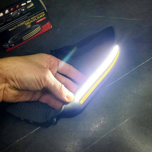 LED Фонарь налобный BL-W689-LM+2COB (white+red) датчик жвижения, Фонарик на голову с зарядкой