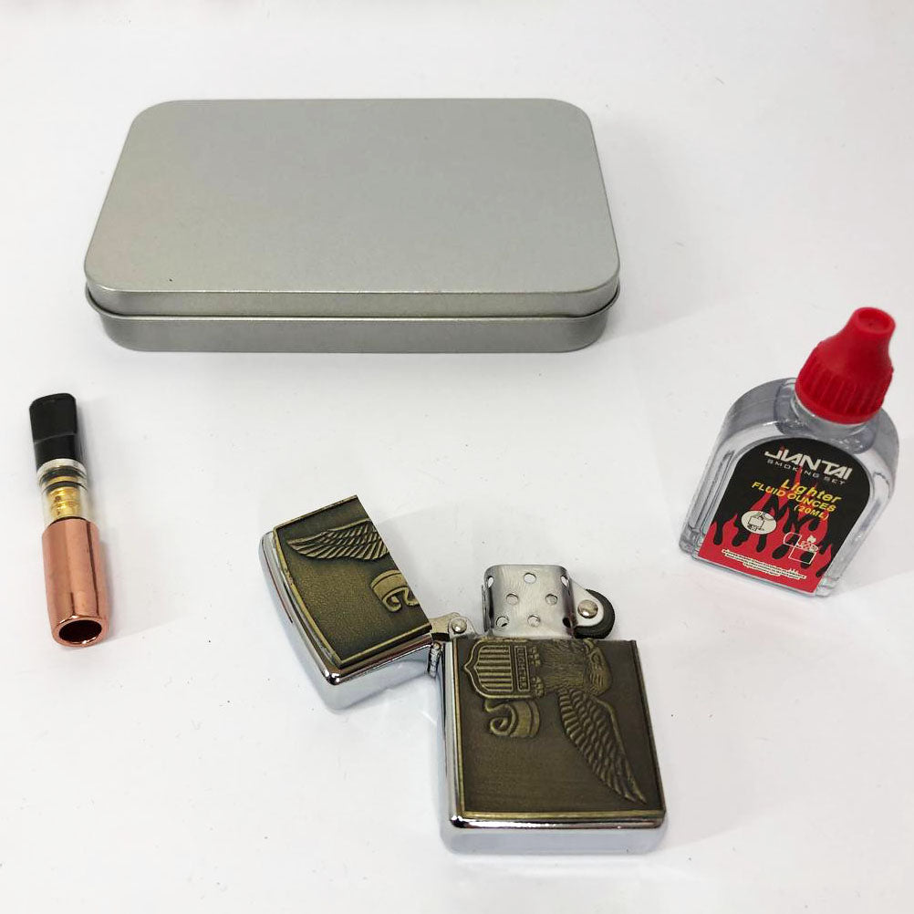 Зажигалка бензиновая в подарочной коробке N6, сувенир зажигалка, зажигалки подарки для мужчин