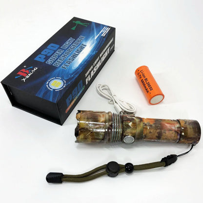 Фонарик ручной тактический Bailong BL-P511M-P90 камуфляж, супер яркий фонарик, мощный карманный фонарик