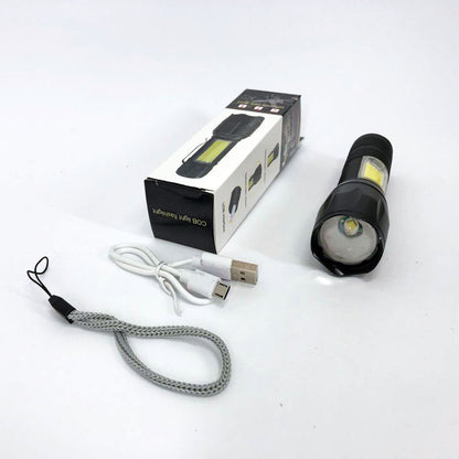 Фонарик аккумуляторный ручной Bailong BL-29 диод T6 + COB зарядка от USB, фонарик led, водонепроницаемый