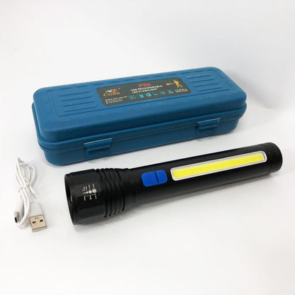 Фонарь ручной с оптическим зумом CB-C13-P50+COB, Мощный аккумуляторный лед фонарик, Лед фонарь ручной