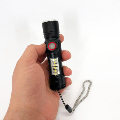Фонарь SY-1903C-P50+SMD+RGB Alarm, ЗУ USB, карманный фонарь с usb зарядкой, сверхмощный фонарик