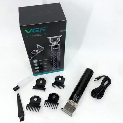 Машинка для стрижки с триммером VGR V-170 для волос, усов и бороды, беспроводная со сменными насадками