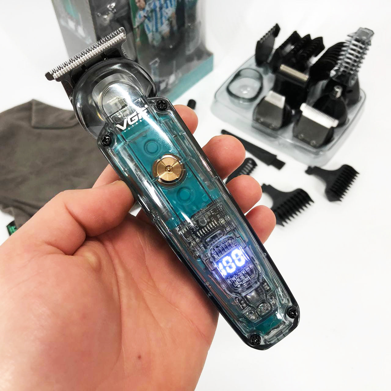 Машинка для стрижки волос, носа, бороды, бритва VGR V-102 5в1 беспроводной триммер с дисплеем