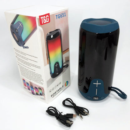 Bluetooth-колонка TG651 с RGB ПОДСВЕТКОЙ, аккумуляторная колонка для музыки, для вечеринки. Цвет: синий