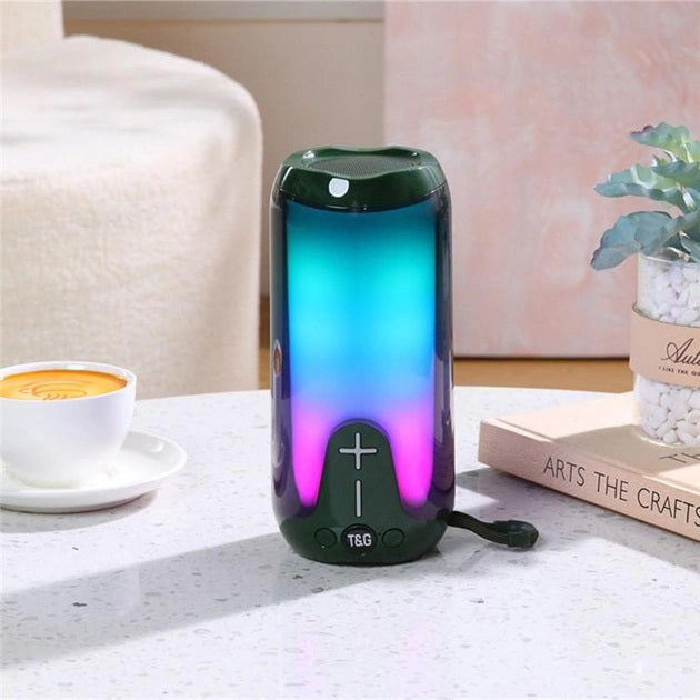 Bluetooth-колонка TG651 с RGB ПОДСВЕТКОЙ, Bluetooth колонка для хорошей музыки. Цвет: зеленый