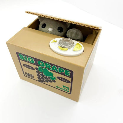 Детская сейф копилка воришка монет в коробке