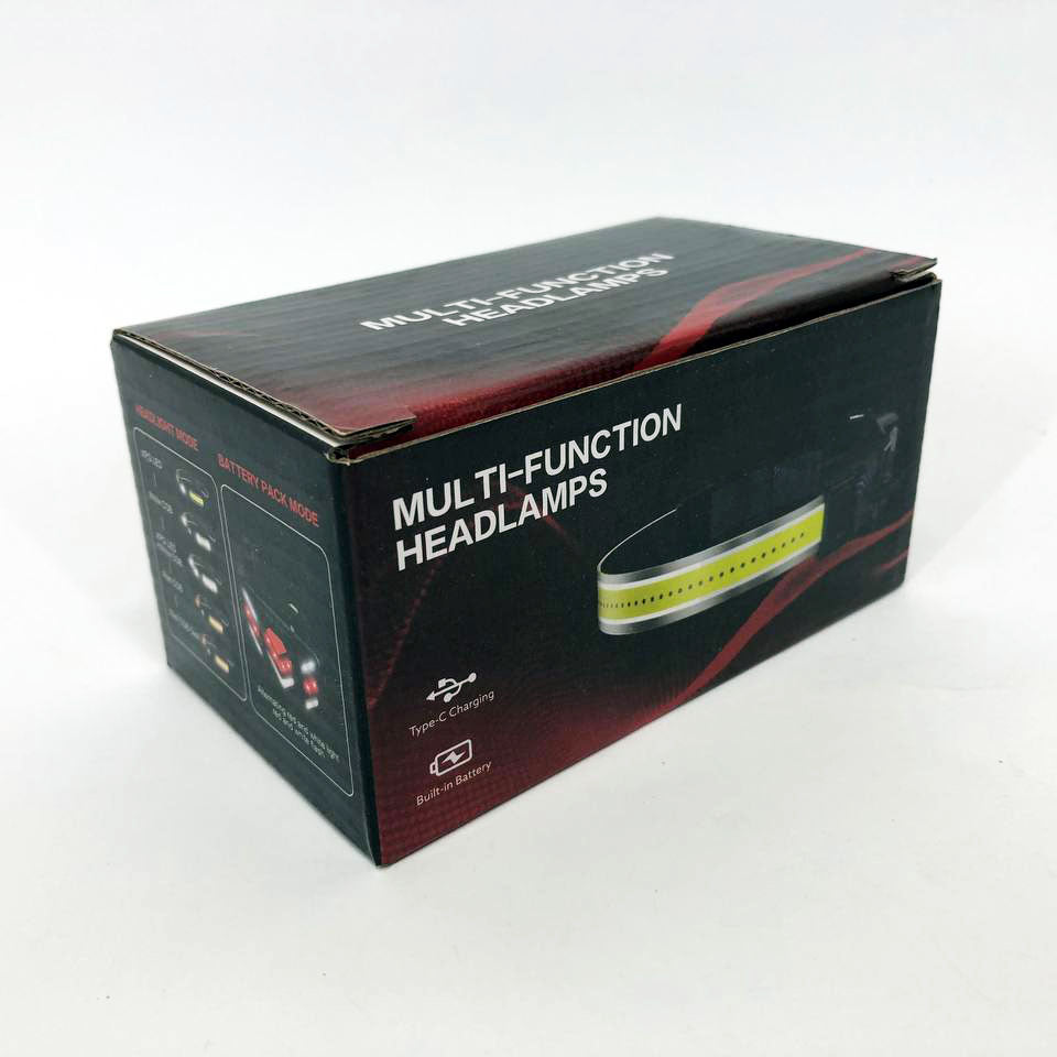 Фонарик налобный мягкий аккумуляторный XQ-T1C USB с красными задними огнями, фонарь на голову для рыбалки