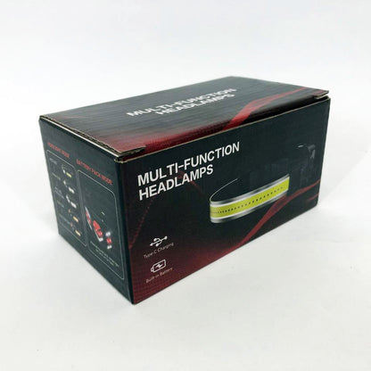 Фонарик налобный мягкий аккумуляторный XQ-T1C USB с красными задними огнями, фонарь на голову для рыбалки