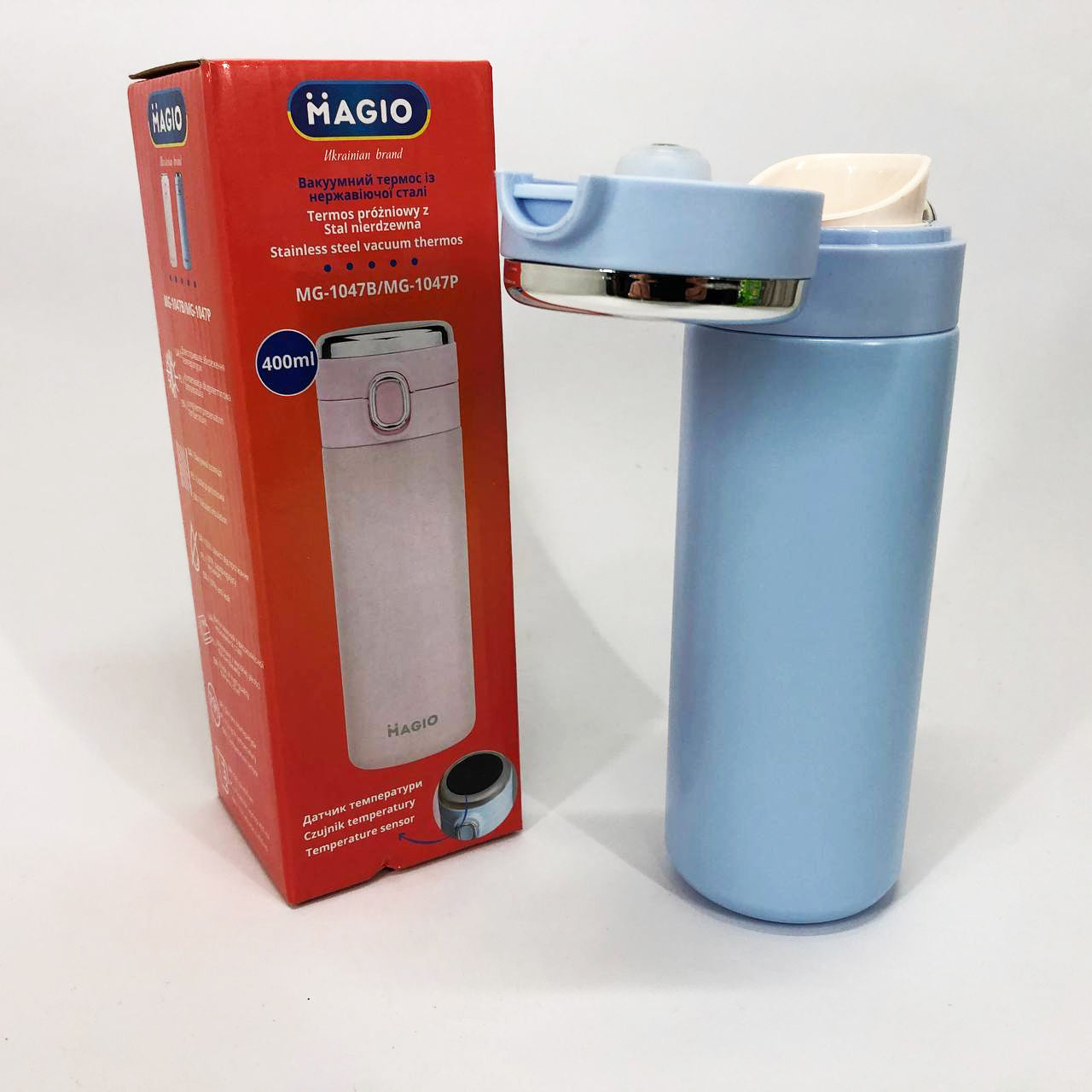 Термос SMART MAGIO MG-1047B вакуумный 400 мл, Умный термос с датчиком температуры, Термос походный