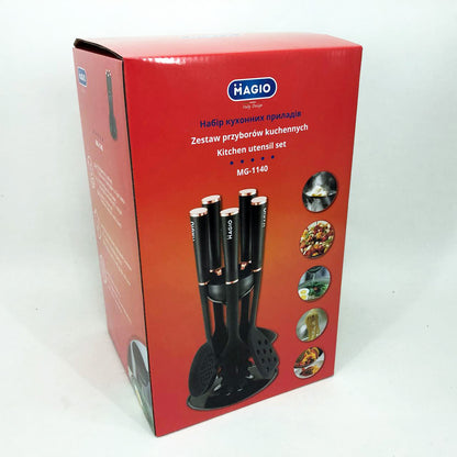 Набор кухонных принадлежностей MAGIO MG-1140, набор поварешек на подставке кухонный набор лопаток