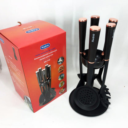 Набор кухонных принадлежностей MAGIO MG-1140, набор поварешек на подставке кухонный набор лопаток