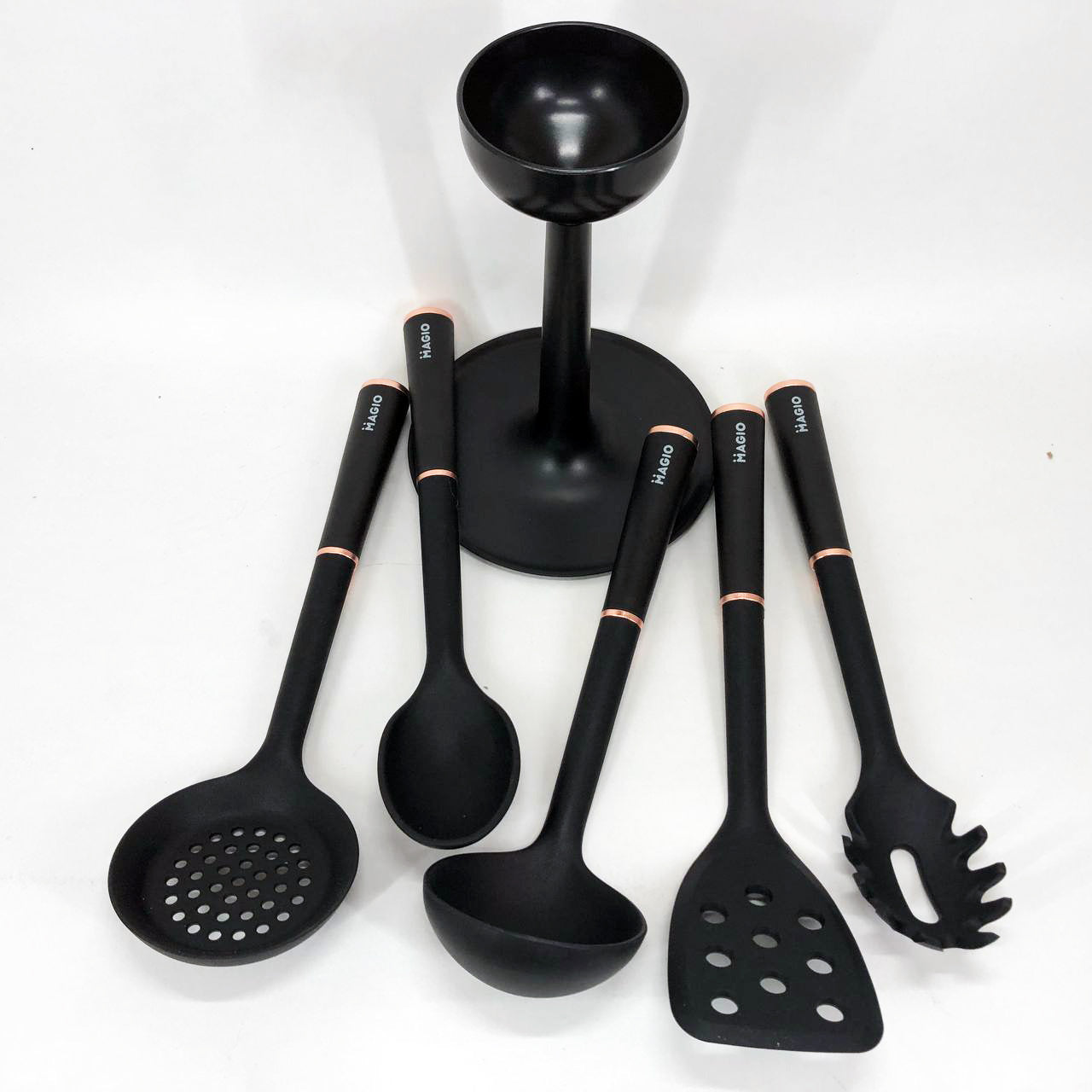 Набор кухонных принадлежностей MAGIO MG-1140, набор поварешек на подставке кухонный набор лопаток