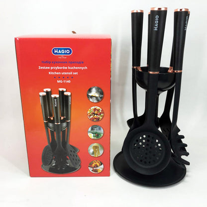 Набор кухонных принадлежностей MAGIO MG-1140, набор поварешек на подставке кухонный набор лопаток