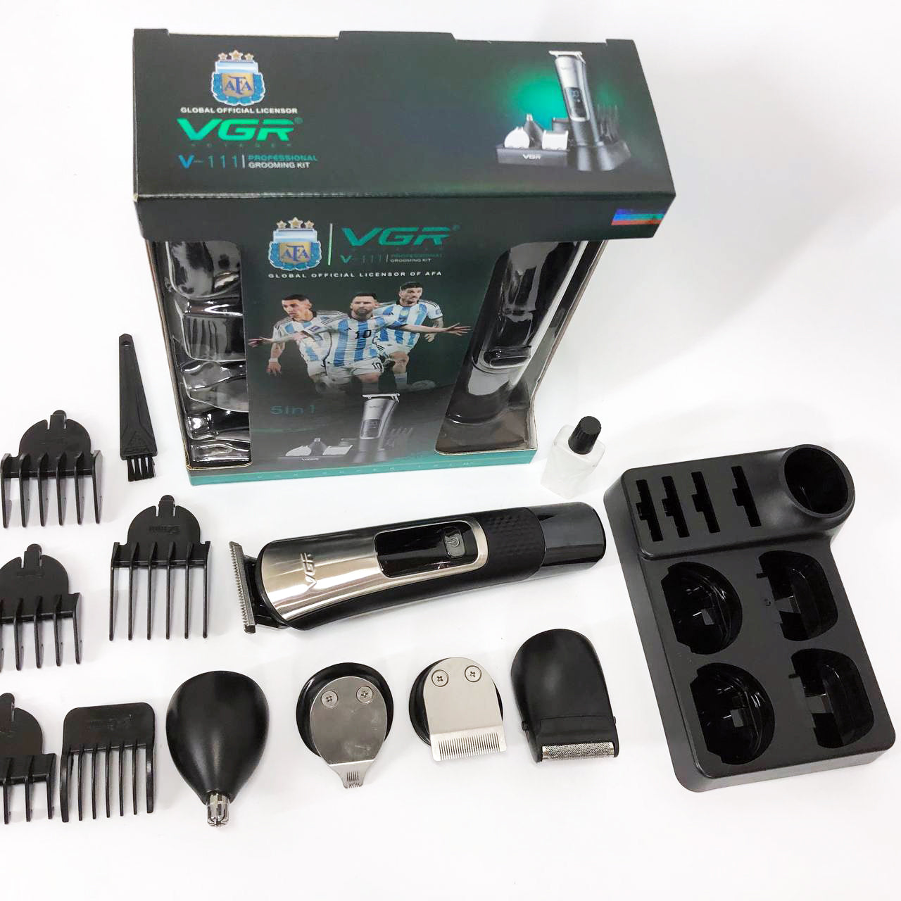 Набор для стрижки VGR 5 в 1 V-111, 9 насадок, Аккумуляторный универсальный триммер для стрижки